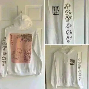 Hello Kitty hoodie unique back painting birds down sleeve size S